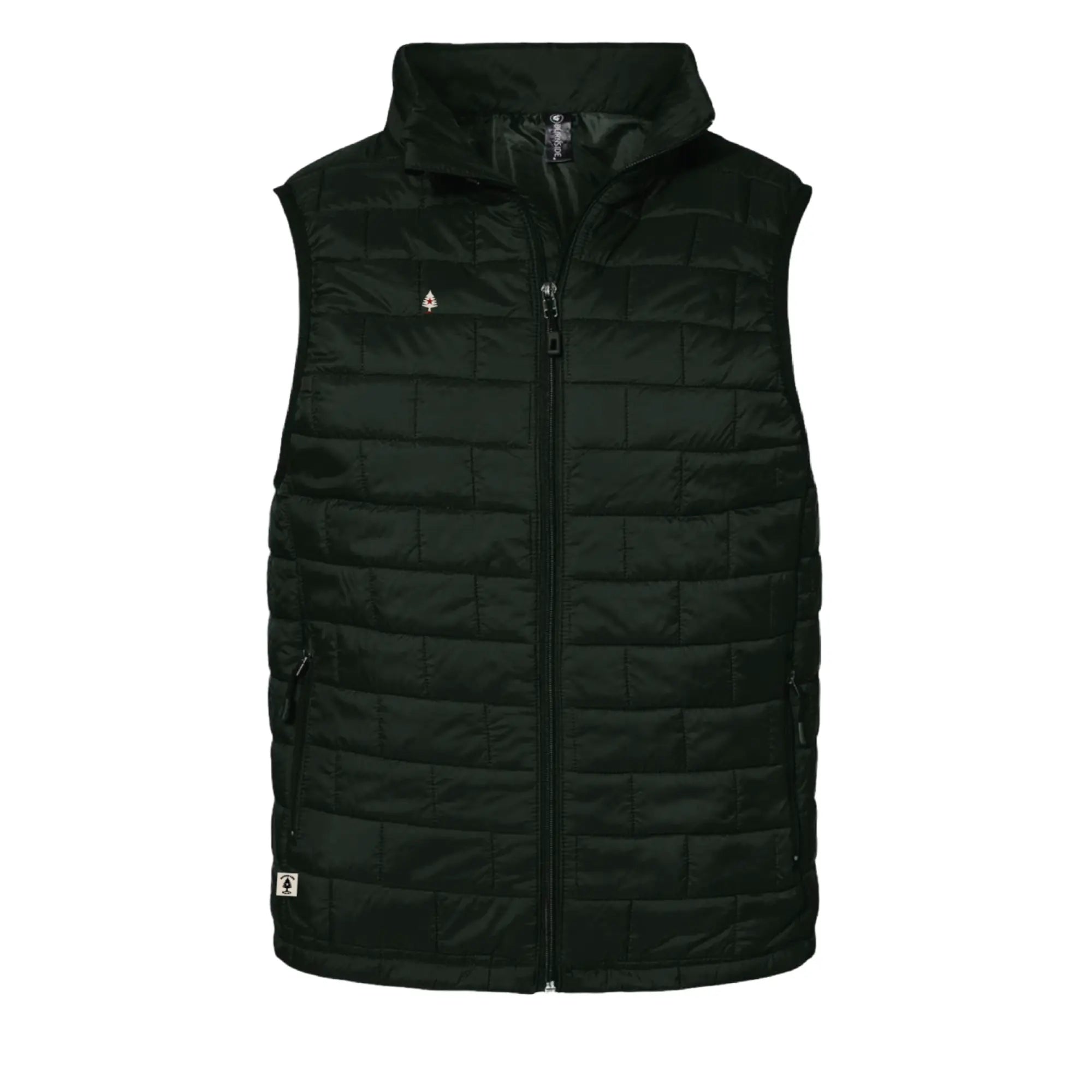 Black Nylon Hooded Puffer Vest for Men