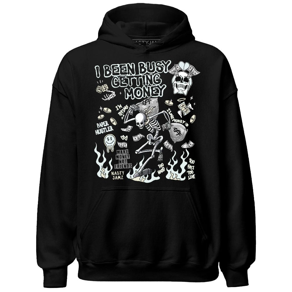 Pure Platinum 4s NastyJamz Hoodie Match Busy Getting Money Skull