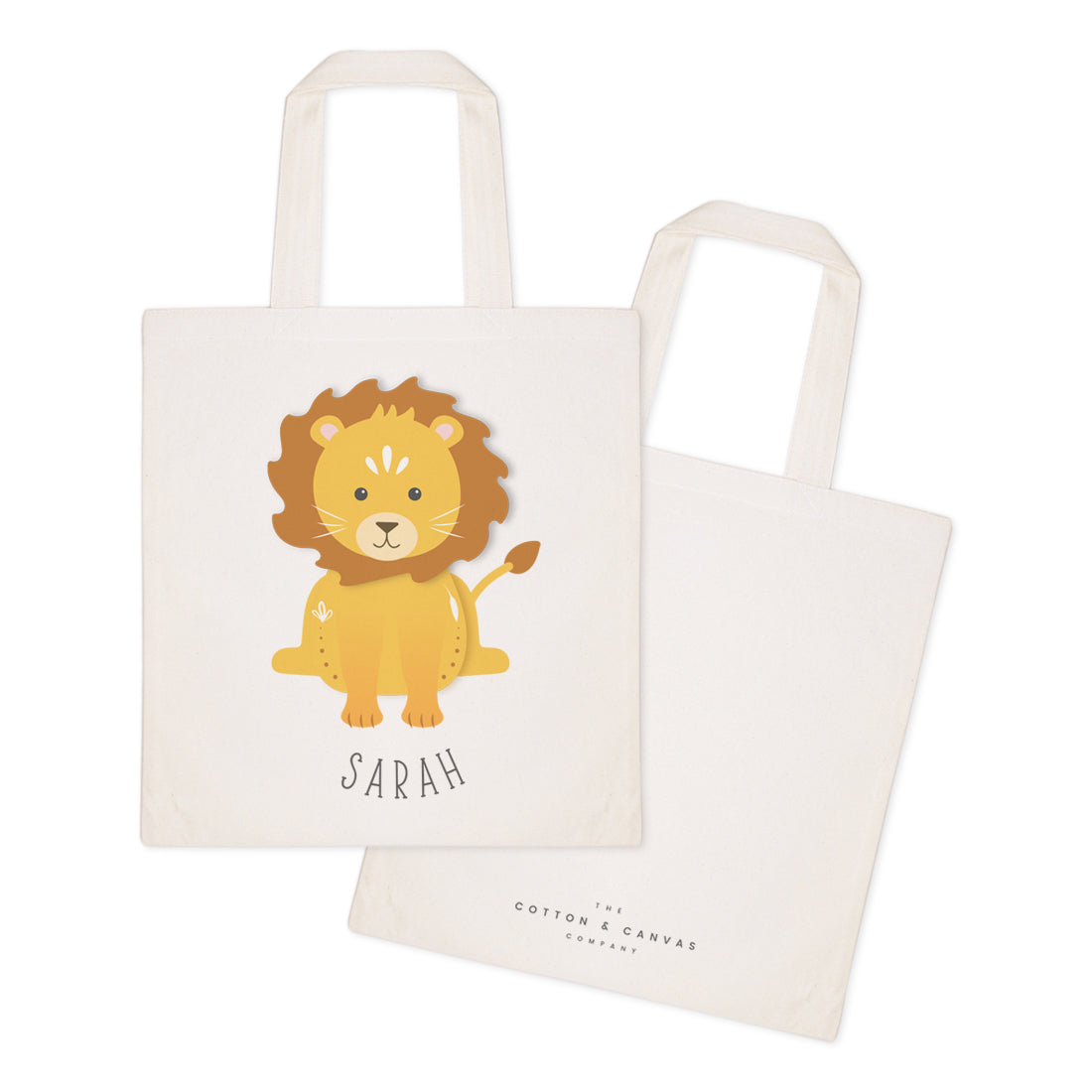 Personalized Name Lion Cotton Canvas Tote Bag