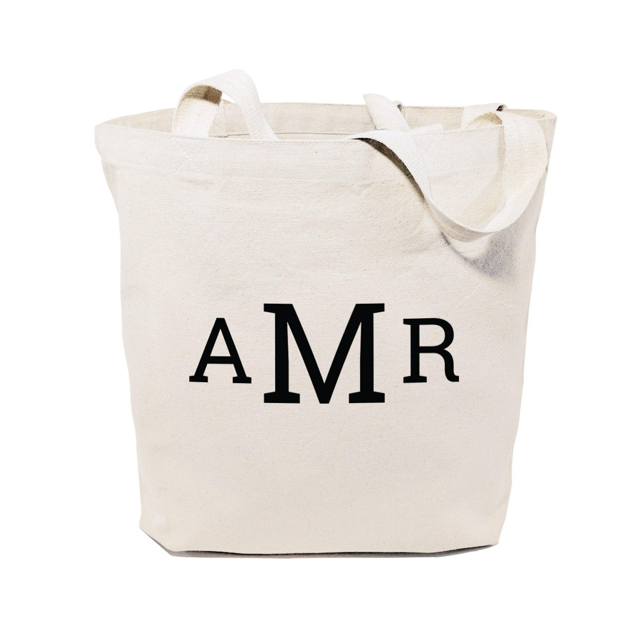 Personalized Triple Monogram Cotton Canvas Tote Bag