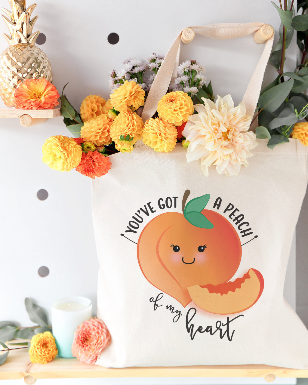 You've Got a Peach of My Heart Cotton Canvas Tote Bag