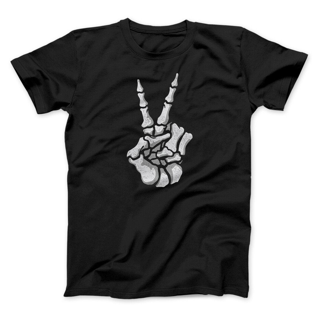 Peace Skeleton Hand Unisex T-Shirt - Black Graphic Cotton Tee