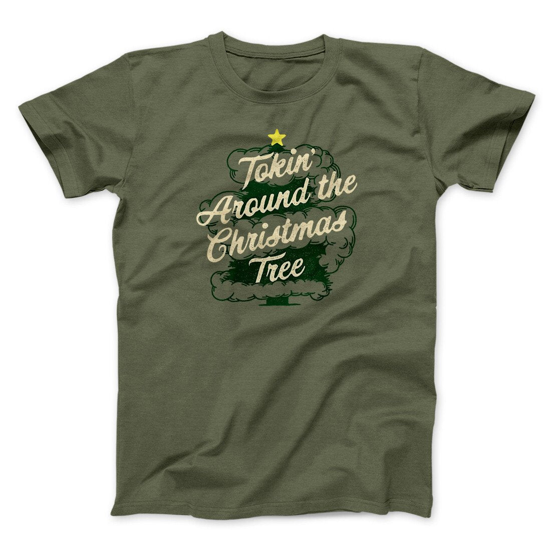 Tokin Around The Christmas Tree Unisex T-Shirt - Marijuana Christmas Graphic Cotton Tee